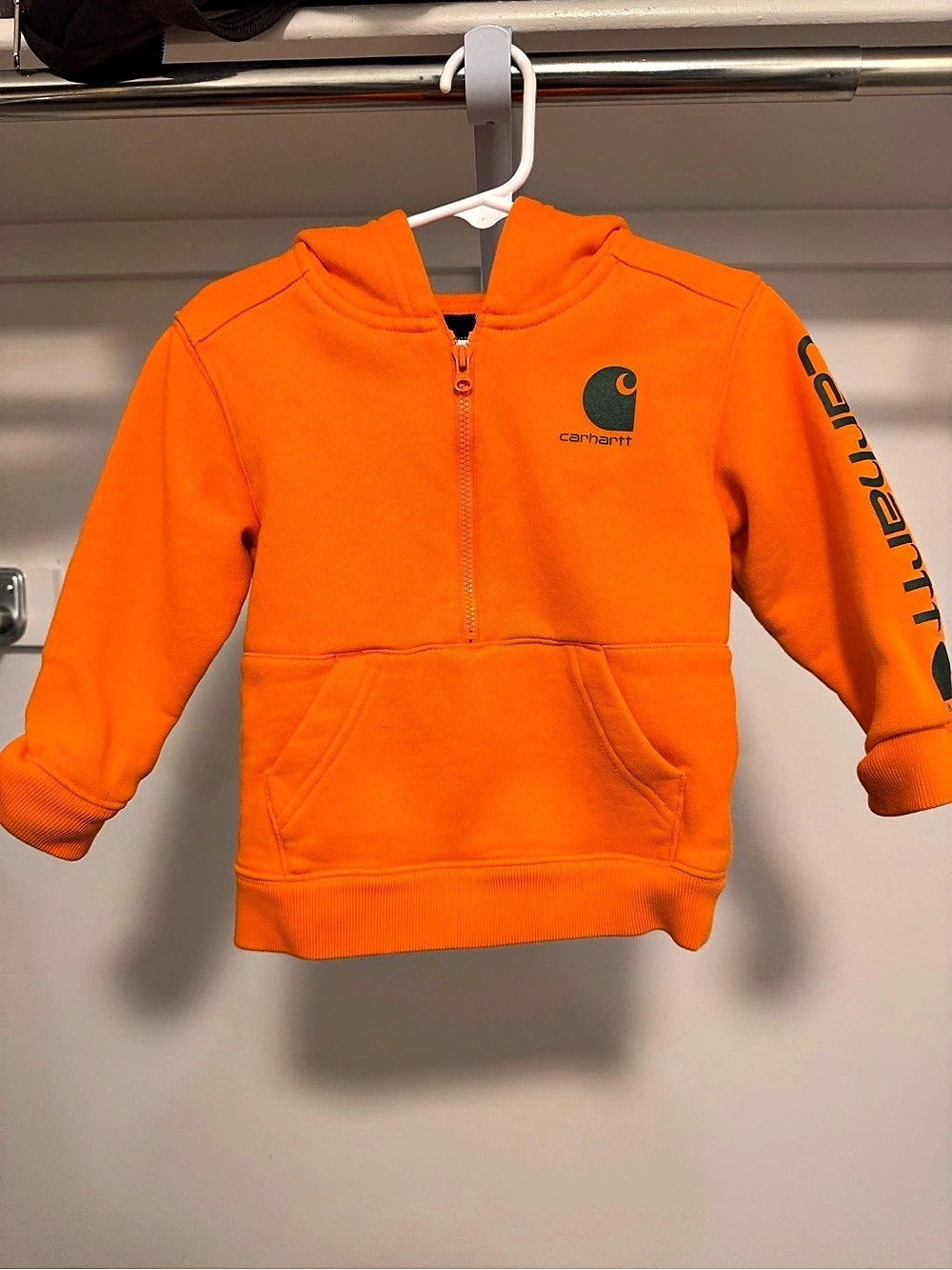 Carhartt Toddler 2T Long-Sleeve Half-Zip Hooded Sweatshirt Orange